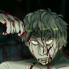 colored headshot with rendering and a simple-ish bg