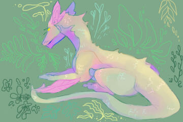 colored fullbody sketch with semi-complex bg